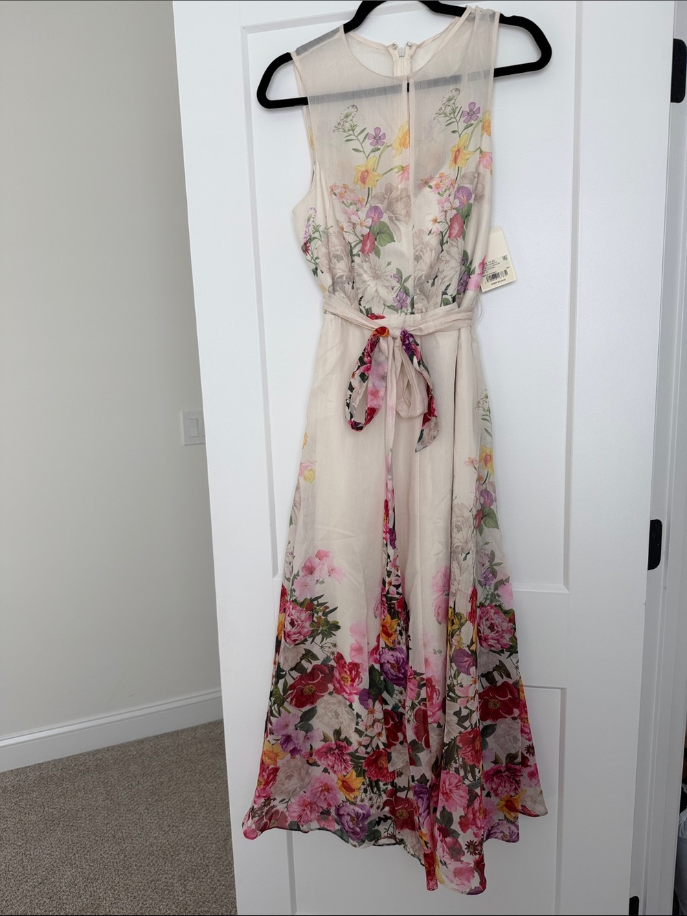 Alex Marie Cream Floral Maxi Dress with Pink, Red, Yellow and Green Accents